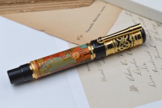 Santini Italia Pois Rust Yellow Brown Polka Dots Rollerball Pen PU002R 